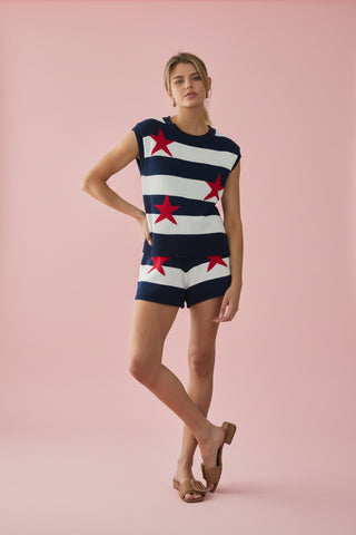 Stars and Stripes Knit Sweater Vest