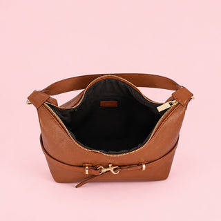 Vegan Leather Horsebit Strap Hobo Shoulder Bag