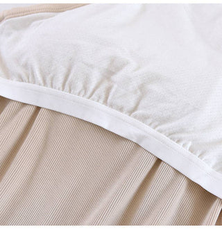 Basic Round Neck Halter Rib Knit Built-In Bra Tank Top
