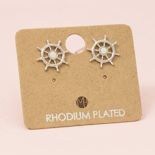 Opal Ship's Wheel Stud Earrings