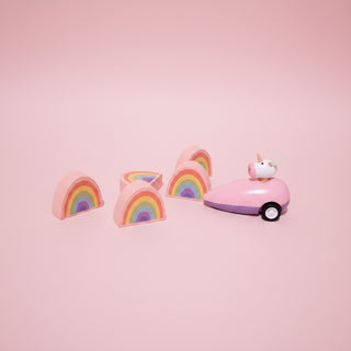 Wooden Unicorn and Rainbow Bowling Game