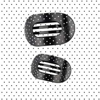 TELETIES Black Polka Dot Party Large Flat Round Hair Clip