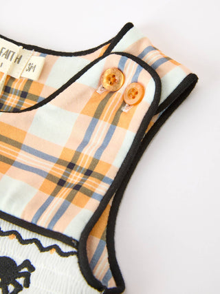Boys Halloween Plaid Hand-Smocked JonJon Romper