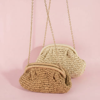 Woven Raffia Frame Shoulder Bag