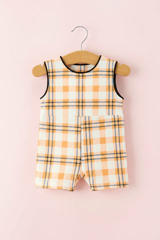 Boys Halloween Plaid Hand-Smocked JonJon Romper