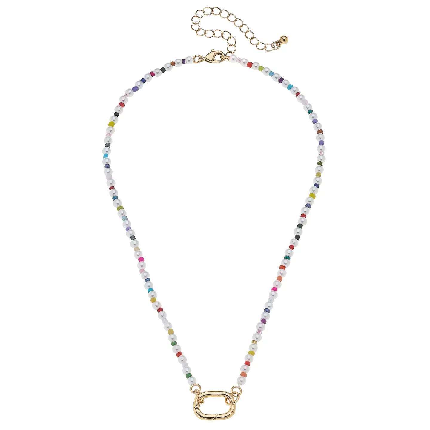Mini Mazie Rainbow Pearl Charm Necklace Base in Ivory