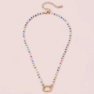 Mini Mazie Rainbow Pearl Charm Necklace Base – Ivory