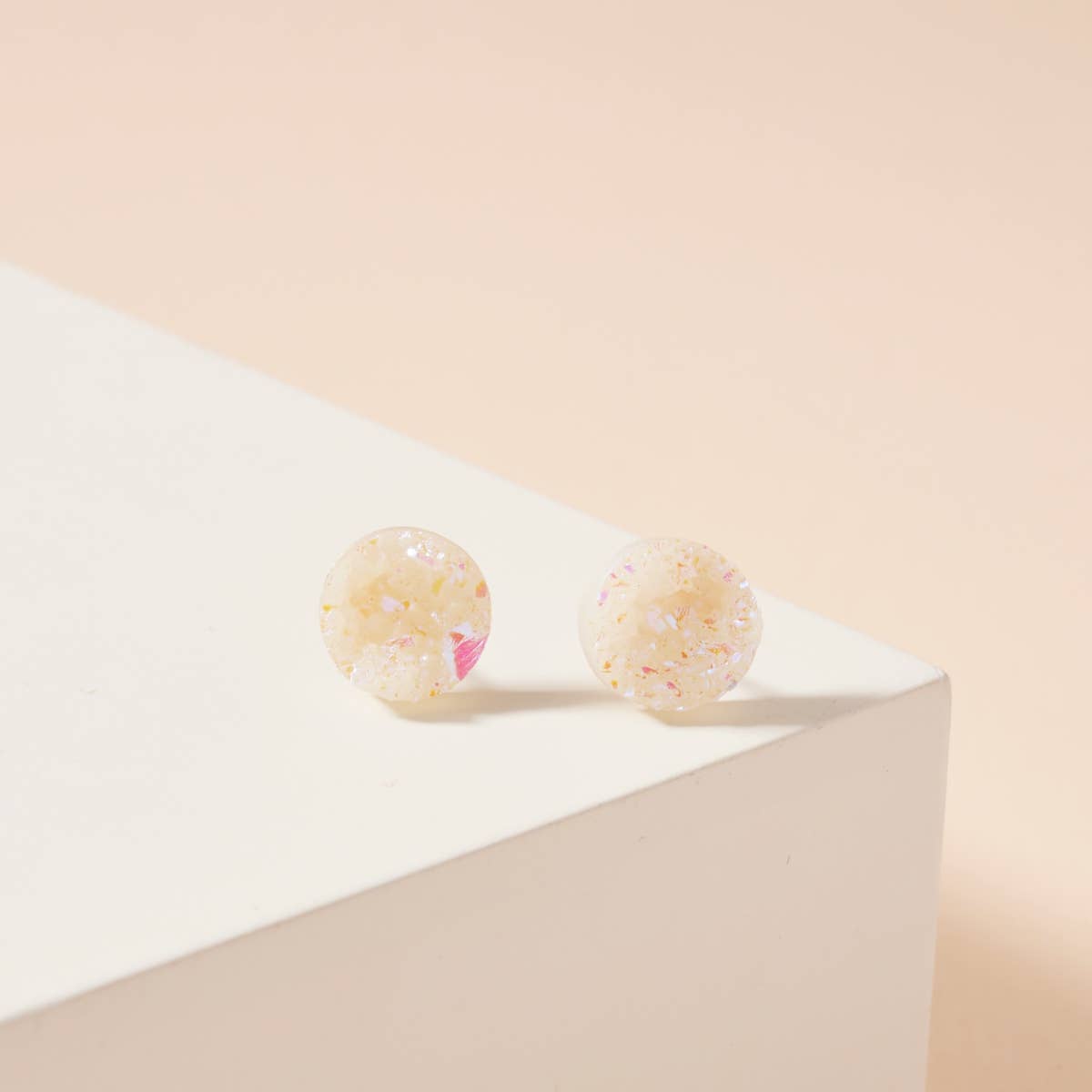Metallic Druzy Stone Round Stud Earrings