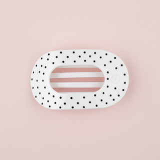 White Polka Dot Party Medium Flat Round Hair Clip