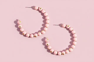 Ball Beaded Hoop Earrings
