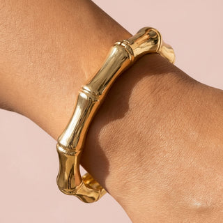 Round Bamboo Knuckle Hinged Bangle Bracelet