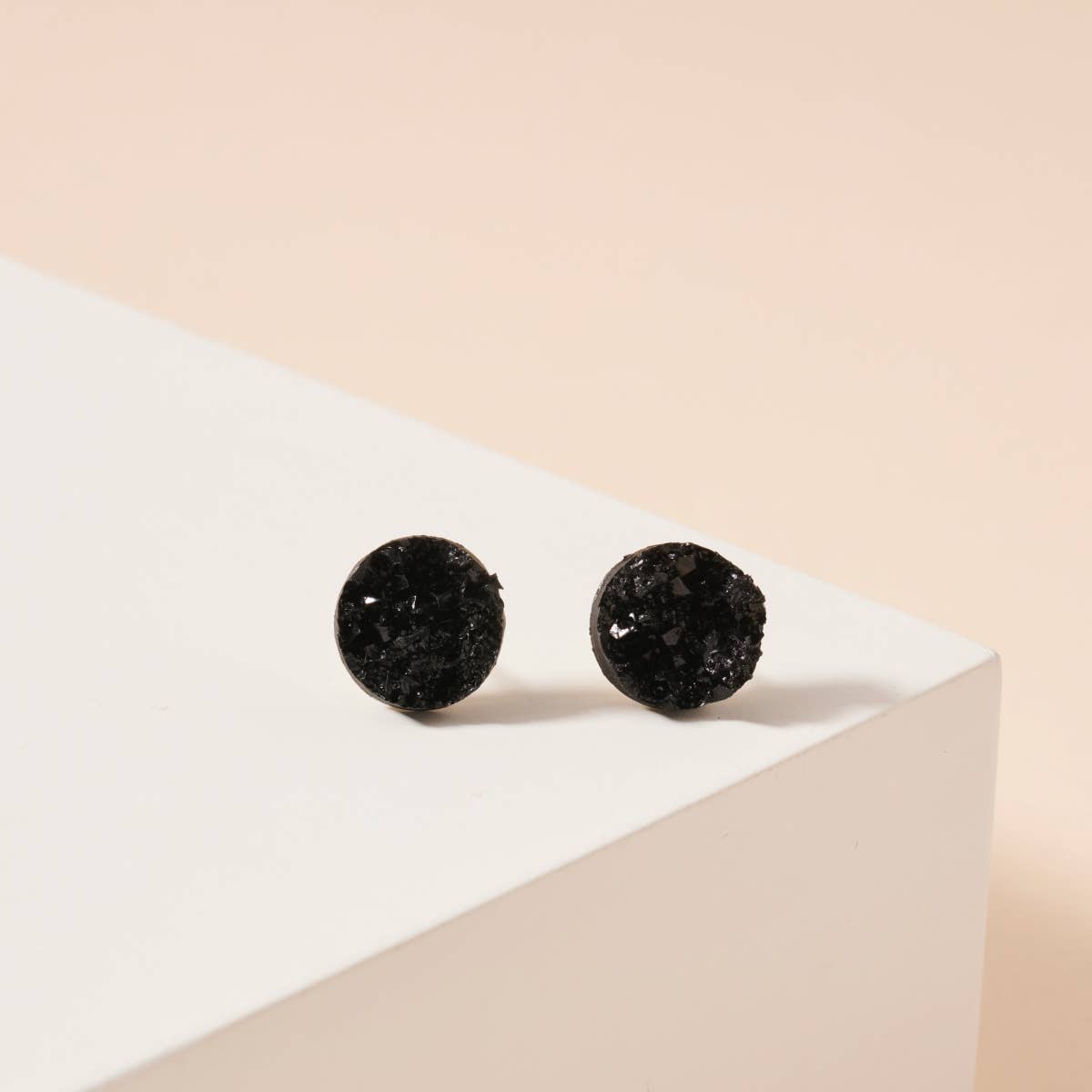 Metallic Druzy Stone Round Stud Earrings