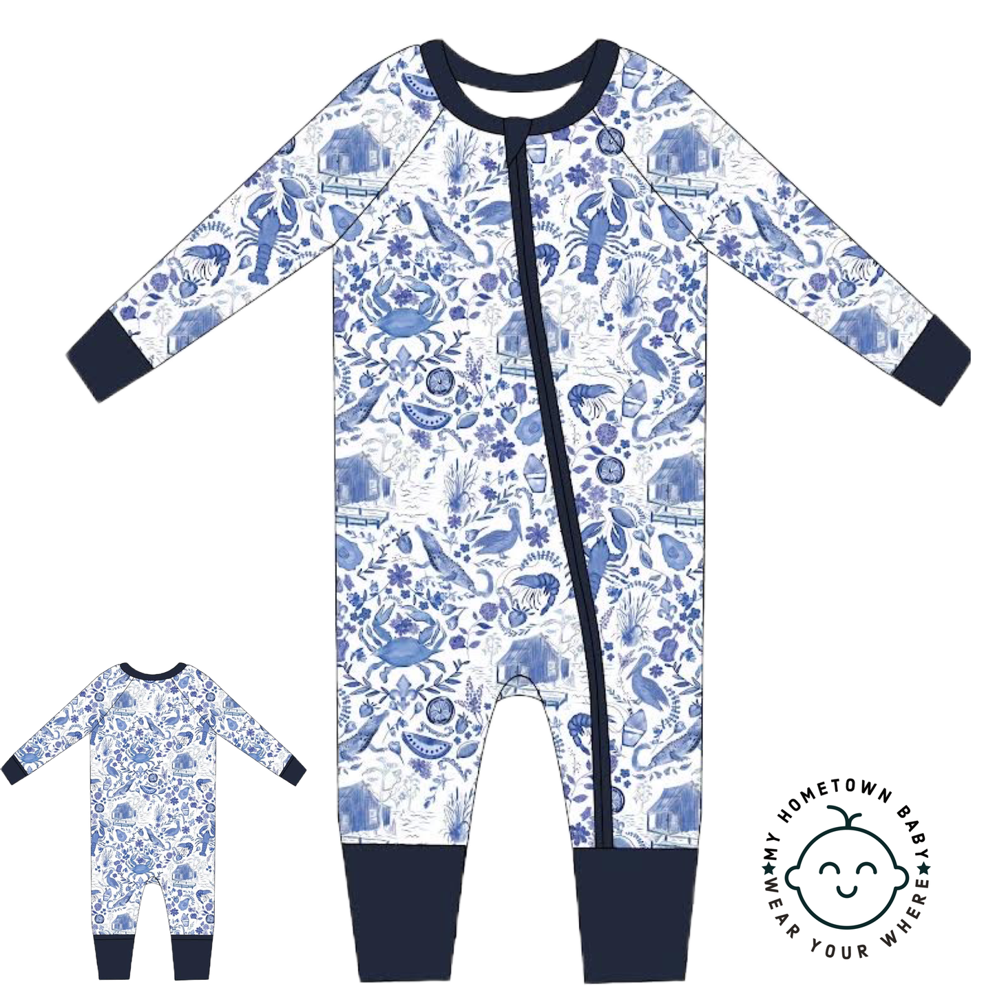 Southern Blues  PREMIUM Bamboo Zippy Convertible Pajamas