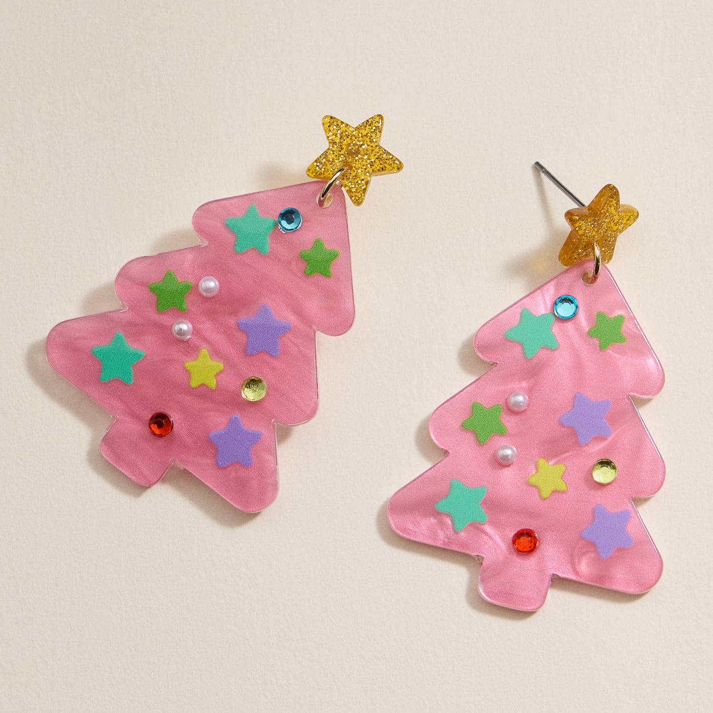 Christmas Tree with Stars Dangling Earrings