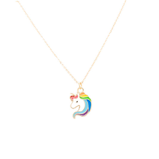 Rainbow Unicorn Enamel Charm Necklace Children's Jewelry