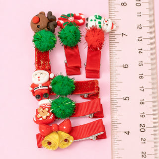 6Pc Festive Christmas Theme Hair Clip Set