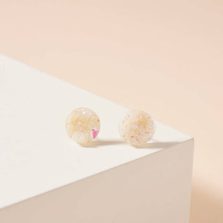 Metallic Druzy Stone Round Stud Earrings