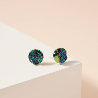 Metallic Druzy Stone Round Stud Earrings