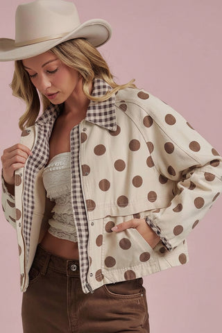 Women's Polka Dot Oxford Canvas Twill Fall Barn Jacket