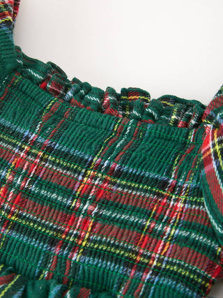 Christmas Green Plaid Mommy and Me Matching Dress