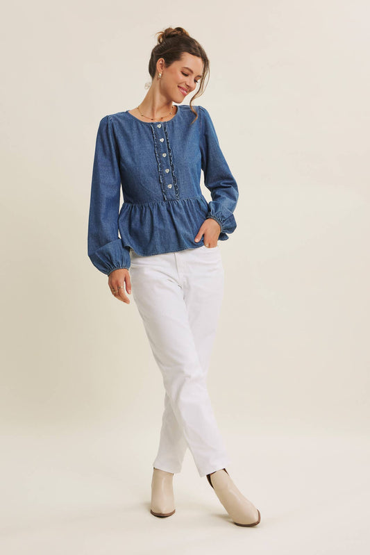 Blue Jean Babydoll Top