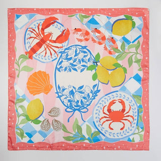 Seaside Crab Lobster Shrimp Feast Square Bandana Scarf