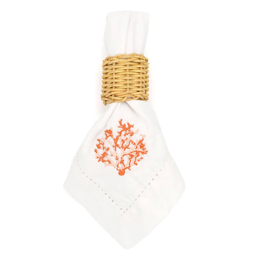 Coral Embroidered Dinner Napkin
