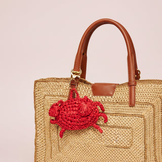 Red Crab Woven Raffia Keychain Charm
