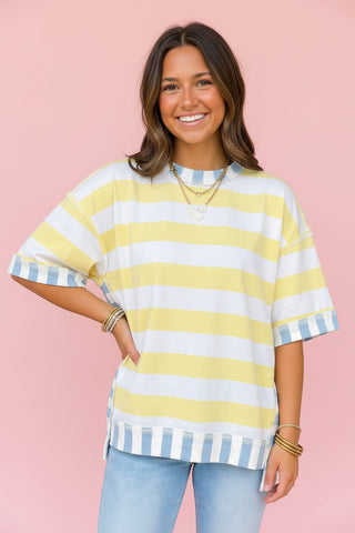 Color Block Striped Oversized Tee