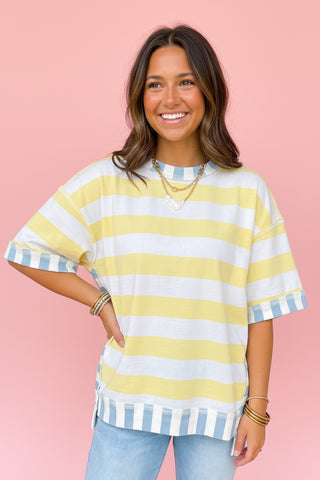 Color Block Striped Oversized Tee