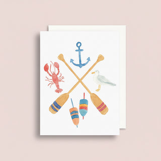 Watercolor Seaside Crest Greeting Card | Coastal Card
