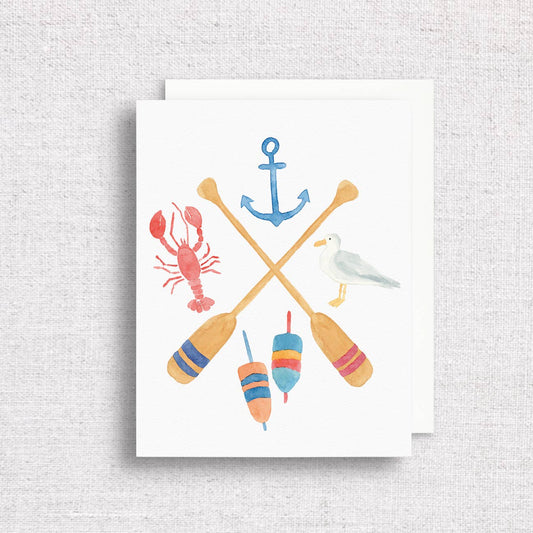Watercolor Seaside Crest Greeting Card | Coastal Card