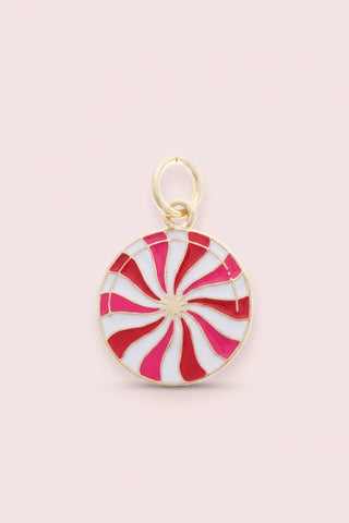 Peppermint Enamel Charm in Red/Pink/White