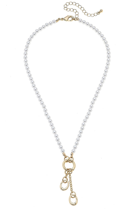 Teddy Pearl Beaded Charm Necklace Base in Ivory