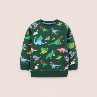 Kids' Dinosaur Christmas Sweatshirt Long Sleeve Crewneck