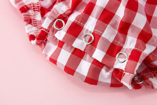 Summer Plaid Smocked Ruffle Girl Romper Sibling Outfits
