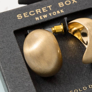 Secret Box Brushed Gold Dipped Hollow Sphere Hoop Earrings