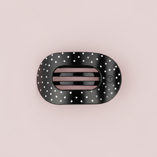 Black Polka Dot Party Medium Flat Round Hair Clip