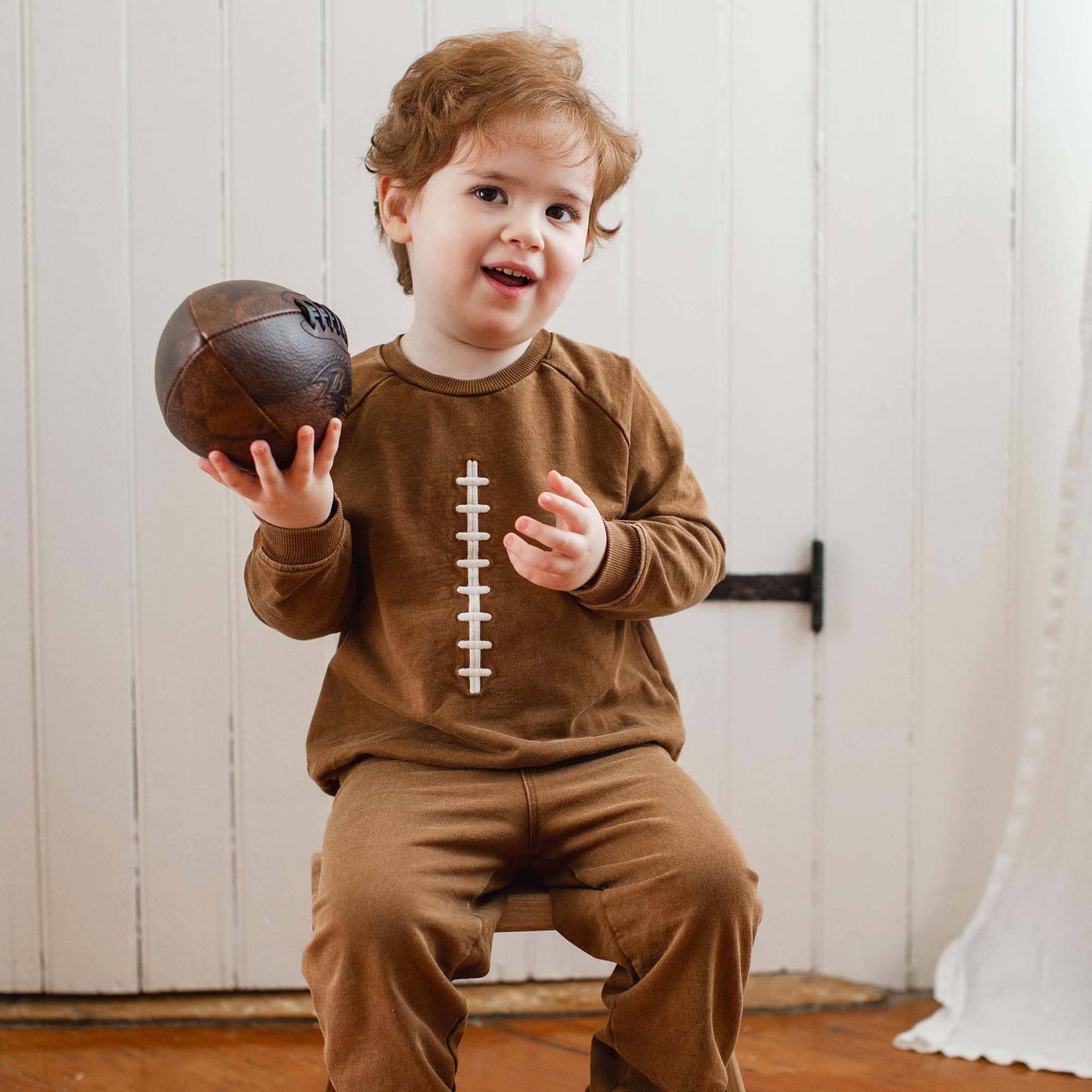 Acid Wash Football Toddler Sweatshirt Set