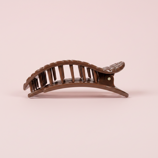 Brown Crocodile Medium Flat Round Hair Clip