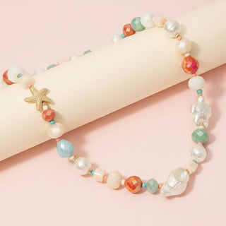 Pearl And Starfish Mixed Beaded Necklace