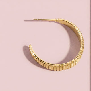 Stainless Steel Tubogas Ribbed Hoop Earrings