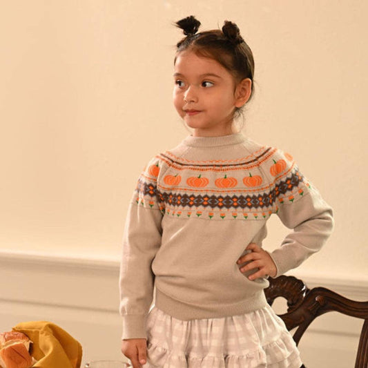 Pumpkin Faire Isle Mini Emerson Crew Sweater