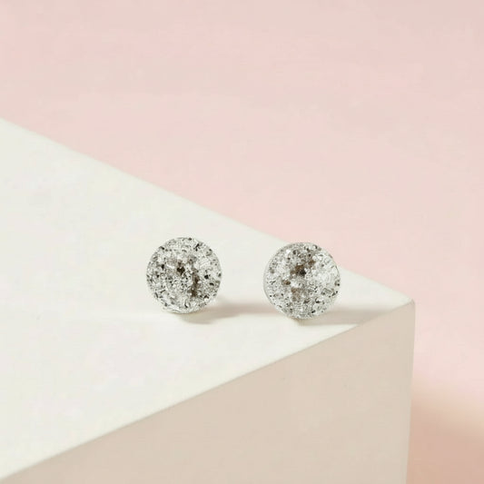 Metallic Druzy Stone Round Stud Earrings