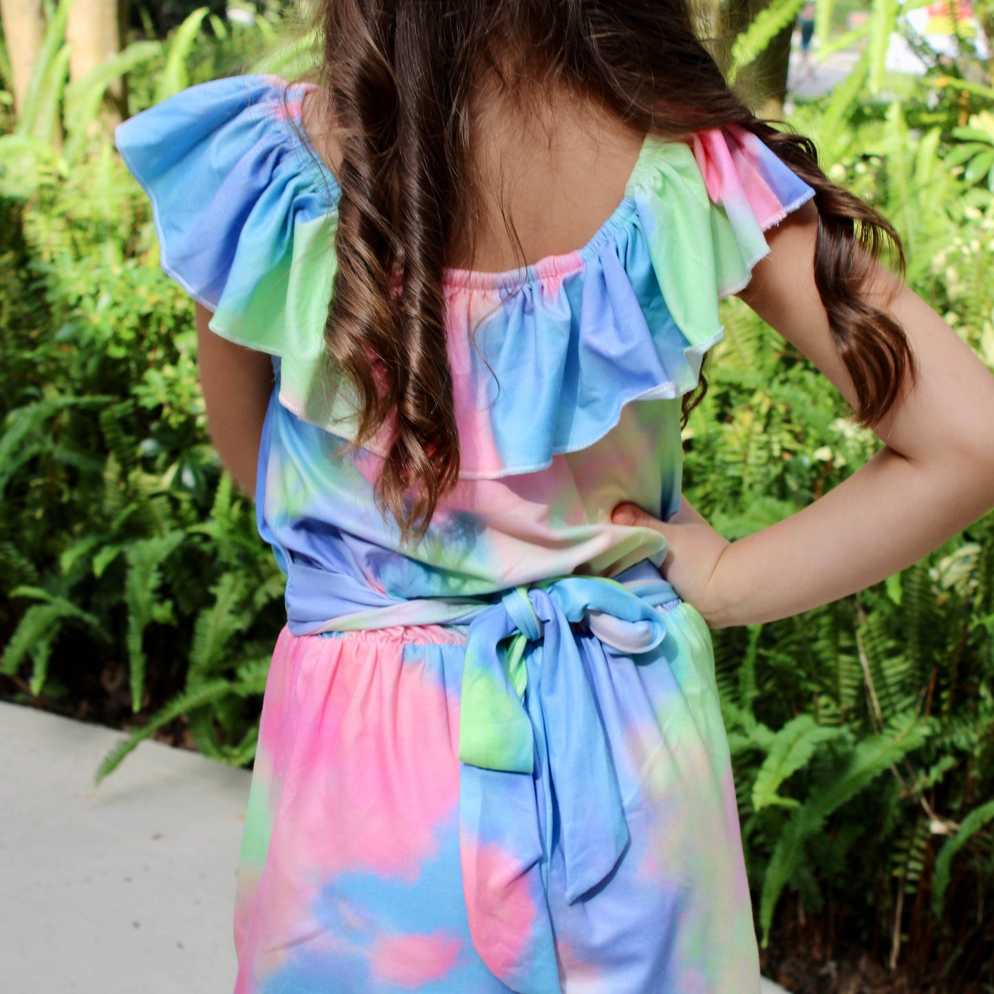 Girls Pastel Tie Dye Shorts Jumpsuit Summer Camp Clothing