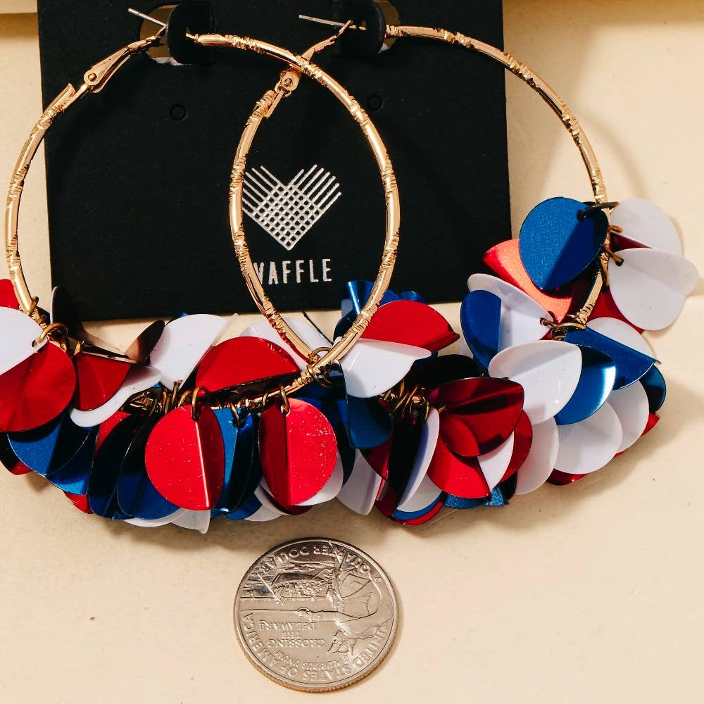 Patriotic Sequin Hoop Earrings