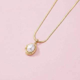 Freshwater Pearl Herringbone Chain Necklace