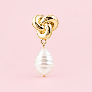 Love Knot Post With Baroque Pearl Drop Earrings