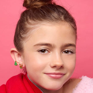 Girl Nation Happy Christmas Tree Clip-On Earrings