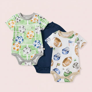 3-Pack Field Goal & Soccer Field Baby Boy Bodysuits